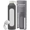 Wessper Borraccia in Vetro 500ml, Bottiglia Motivazionale - Grigio