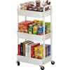Sywhitta Carrello in plastica multiuso a 3 livelli con manici, carrello portaoggetti multifunzione per ufficio, soggiorno, cucina, organizer mobile con ruote, bianco