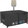 TOHONFOO Copertura rettangolare per tavolo da patio con foro per ombrellone, 182 x 111 x 61 cm (lunghezza x larghezza x altezza), resistente, impermeabile, colore nero