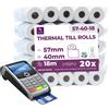 ROTOLI CARTA TERMICA 57X40X12 PER RICEVUTE BANCOMAT ROLLO LYNNE 10 PEZZI
