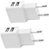 VivaStride Caricatore Piatto per Cellulare 2 Porte USB, Presa USB da Muro 5V 2.1A, Alimentatore Rete Compatto per Smartphone, Tablet, MP3, MP4, Spazzolino Elettrico, Adattatore Viaggio Universale