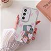 HAONANDE Custodia Specchio per Samsung Galaxy S25+/S25 Plus/S24+/S24 Plus con Zebra Stripe Onde & Simpatico Cuore Lucky Pattern, Cover Trasparente Lucida Donna Ragazza, Antiurto Rosa