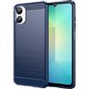 WJXEXRS Cover per Samsung Galaxy A06, Custodia Spazzolata e Fibra di Carbonio Morbido Silicone TPU Slim Fit Case, Antiurto, Antigraffio, Antiscivolo, Protezione Grado Militare Samsung Galaxy A06 -Blu