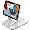kaidisen Tastiera girevole a 360 gradi per iPad Mini A17 Pro 2024, iPad Mini di sesta generazione con touchpad, tastiera retroilluminata pieghevole 7 colori, argento