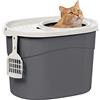 Iris Ohyama Lettiera per Gatti, Fino a 7kg, 1 Pala, Grigio, Ingresso Top, Cat Litter Trey, Chiuso, Per Gattini, Lato alto, Con cappuccio, Grande, Senza BPA, Profondo, Facile da pulire, TECL-20