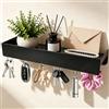 UBERMing Portachiavi da Parete con Mensola e 6 Ganci - 35 x 10 x 5 cm | Appendichiavi da Muro Metallo Antiruggine per Ingresso Corridoio Soggiorno Bagno Camera da Letto Ufficio, Nero