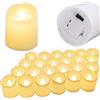 KRUMAD Set di 24 candele LED in plastica di sicurezza PP, candele elettriche a luce bianca calda, funzionamento a batteria con luce tremolante, sicure per bambini e animali domestici