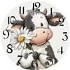 Vdenvileye Divertente orologio da parete con fiori di mucca per soggiorno, decorazione da 25,4 cm, rotondo, silenzioso, senza ticchettio, funzionamento a batteria, facile da leggere, per bagno, cucina