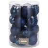 SPRINGOS - Palline per albero di Natale, 20 pezzi, diametro di 6 cm, infrangibili, con glitter, opache, lucide, decorazioni natalizie, Natale (blu scuro)