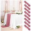 Pesonlook Confezione da 8 runner da tavola in garza da 3 m di lunghezza, in garza, stile bohémien, per matrimoni, addio al nubilato, feste, banchetti (rosa polvere)