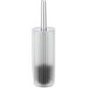 WENKO Set WC Agropoli Trasparente, portascopino chiuso in plastica di qualità dalla forma scultorea e con superficie smerigliata, scopino WC igienico, Ø 10 x 36,5 cm