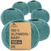 HANSA-FARM 100% Lana di Alpaca in più di 50 Colori (Non Punge), Set da 300g (6 x 50g), Lana di Baby Alpaca Morbida per Maglieria e Uncinetto in 6 spessori di Filato Gomitoli Lana Blu Verde (Heather)