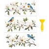 Peacoblue Adesivo per trasferimento a sfregamento per decorazioni artigianali per mobili 15x30 cm Magnolia e Uccelli, 3 pezzi impermeabili UV DTF per cassetti, comò, vetro, porcellana, legno, plastica