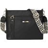 Gladdon Borse a tracolla con nappe per donna borsa a tracolla con cinghie di tessitura, nero, 10.83 x 9.06 x 2.6 inches