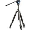 SIRUI ET-1204 Treppiede professionale in fibra di carbonio con testa video fluida VA-5, colonna centrale convertibile, Flip Locks, piastra QR, sezione 4, altezza massima 1400mm, carico utile 3KG