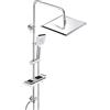 JOHO Colonna Doccia Acciaio Inox Fori Muro Regolabili, Asta Doccia Saliscendi Con Doccetta e Soffione, Set Doccia a Pioggia con Mensola senza Miscelatore, 20x20 cm Cromo