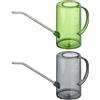 Relaxdays Annaffiatoio per Piante d'Appartamento, in Set da 2, 1 L, Plastica e Acciaio Inox, Collo Lungo, Grigio Verde