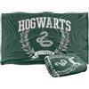 LOGOVISION Harry Potter Slytherin Hogwarts Leaves Coperta super morbida al tatto setoso - 91 x 147 cm