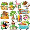 Dunzy 12 magneti Hawaii per porte estive da spiaggia, palme, frigorifero, decorazione per frigorifero, ananas e fenicottero, adesivo per armadietti e frigoriferi, 12 pezzi