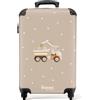 NoBoringSuitcases.com NoBoringSuitcases© Valigia Cabina Bambino Trolley Bambini Da Viaggio | 55x35x20 cm - Bagaglio A Mano Valigie Per Carry On Leggere Aereo Ruote Camion ribaltabile - Giallo - Pois - Motivo