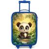 NoBoringSuitcases.com NoBoringSuitcases© Valigia Blu Per Bambini Compatto Bagaglio Ultraleggero | 48x31x19 cm - Trolley A Mano Rigidi LED Ruote Da Viaggio - Ragazze - Panda - Foresta di bambù - Verde