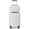 British Traveller Set di 2 Valige 31/54CM Valigia Bagaglio a Mano Trolley Rigida,Bianco