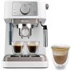 De'Longhi Macchina da caffè manuale Stilosa EC260.W, pressione 15 bar, sistema cappuccino, spegnimento automatico, compatibile con cuscinetti ESE, 2 contenitori per piani, capacità 1L, bianco