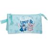 Disney Joumma Stitch Beach & Love Estuche Triple Turquesa Verde 22x12x5 cm Poliestere