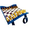 Melia Games Scacchi da rotolare - Scacchi da viaggio magnetici in vera pelle con scacchi fatti a mano in legno (Black & White)