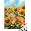 YDSKXITYGKGJ Gatto Rosso Puzzle 1000 Pezzi Puzzle per Adulti Carta Campo di Girasoli Relax Concentrazione Interazione Famiglia Regalo Casa 38x26cm/1000pcs