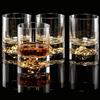 DUJUST Set di 4 Bicchieri da Whisky da 330 ml, Design Montagna Oro | Bicchieri in Cristallo per Bourbon, Scotch e Cocktail, Old Fashioned per Bar di Casa, Senza BPA e Piombo