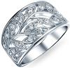 Bling Jewelry Anello a fascia larga con foglia a spirale aperta a forma di cuore in argento sterling ossidato .925 per donne e adolescenti 8 MM