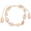 SREFGAS Bracciale intrecciato per uomo e donna, con conchiglie boho regolabili, 16-25 cm, colore bianco, conchiglia