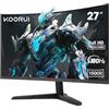 KOORUI Monitor Gaming 27 Pollici Curvo FHD 180Hz 1500R HDR10 Schermo | VA 1080p, MPRT 1ms, Contrasto 3000:1,Eye Care, 99% sRGB, Mirino FPS Integrato, 2xHDMI2.0, 1xDP1.2,VESA 27E6CA