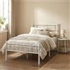 meublescosy MEUBLE COSY Struttura Letto Singolo in Metallo per Materasso 90 x 190 cm | con Doghe, Testiera Elegante, Spazio di Organizzazione, Montaggio Facile, per Spazi Piccoli, Camera da Letto, Bianco
