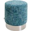 KARE Design Sgabello imbottito High Silber, celeste, diametro 39 cm | tondo, pouf per divano, poggiapiedi per poltrona, stile minimalista, soggiorno, corridoio