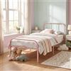 meublescosy MEUBLE COSY Struttura Letto Singolo in Metallo per Materasso 90 x 190 cm | con Doghe, Testiera Elegante, Spazio di Organizzazione, Montaggio Facile, per Spazi Piccoli, Camera da Letto, Rosa