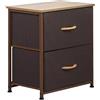 BAKAJI Cassettiera Comodino 2 Cassetti Ripiani Comò Mobile Mobiletto Resistente Tessuto Multicolor Robusto Multiuso Armadio Armadietto Arredamento Salvaspazio Dimensioni 52x46x30cm (Marrone)