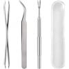 Ikruidy 3 Pezzi Set Rimozione Zecche Acciaio Inox Pinzette e Forchetta