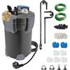 EXLECO Filtro Esterno Acquario con Lampada UV 1400L/H 35W Pompa Filtro Acquari Regolabile Filtrazione a 3 Stadi Filtri Acquario con Materiale Filtrante e Tubo Aria per Acquari Fino a 300 Litri Nero