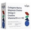 Bright Naturo Collagene Marino, Acido Ialuronico, Omega 3 TG, Magnesio, Vitamina D3 + K2 e Creatina Monoidrato - SmartAbsorb™ | pelle, ossa e funzione muscolare | 28 bustine giornaliere