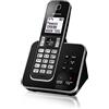 Panasonic KX-TGD320JTB Telefono Cordless DECT con Segreteria Telefonica, Schermo LCD Monocromatico Bianco, Schermo e Tasti Retroilluminati, Suoneria Polifonica, Blocco chiamate Indesiderate, Nero