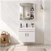 FGNIXLN Set di mobili da bagno con mobiletto, 61 cm, con armadietto a specchio da 55 cm, set di mobili da bagno con lavandino, sospeso, mobili moderni da bagno(Bianco,60x40cm)