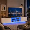 BLSYHDH Mobile porta TV LED 160 cm, mobile per TV, mobile per TV, moderna credenza TV in legno con 2 scomparti portaoggetti, basso mobile soggiorno, mobile soggiorno (bianco, 3 (160 cm))