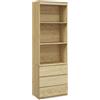 HOMCOM Mobile Libreria con 3 Ripiani e 3 Cassetti senza Maniglie, Libreria Scaffale in Legno, 60x35x180 cm, color Rovere
