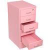 Zoobotanica Cassettiera a rotelle con 6 cassetti, armadietto portatile in metallo, con chiave, armadietto per la casa e l'ufficio, 28 x 41 x 69 cm (rosa)