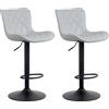 CLP Set di 2 sgabelli da bar Emma - Sedie da bar regolabili in altezza - Sedie girevoli a 360° con schienale per cucina e bistrot | Colore grigio Materiale Finta pelle