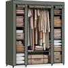 SONGMICS Guardaroba in Tessuto, 12 Scomparti, 150 x 45 x 175 cm | Armadio Portatile per Camera da Letto, Appendiabiti, Struttura in Metallo, Verde Alloro, Collezione RYLAN LSF003C02