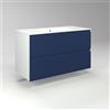 Diventa Modello Diva Star, Mobile Bagno sospeso 100cm con 2 cassetti spaziosi e lavabo dal design moderno, colore blu e bianco