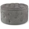 KONTE.DESIGN Pouf contenitore porta scarpe ERNESTINE in tessuto grigio scuro